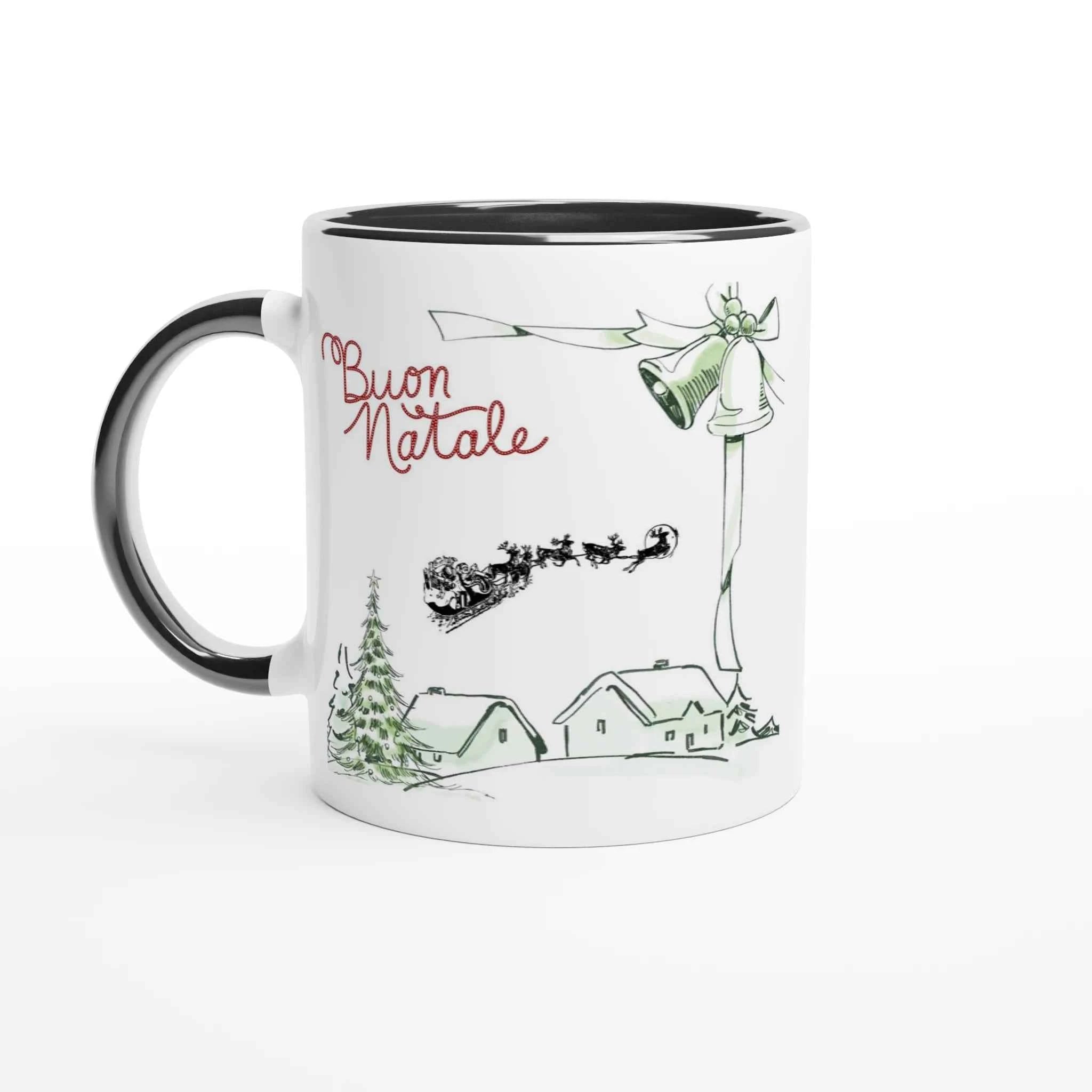 Tazza Natalizia in Ceramica con Interno Colorato da 325 ml - Regalo Perfetto per le Festività