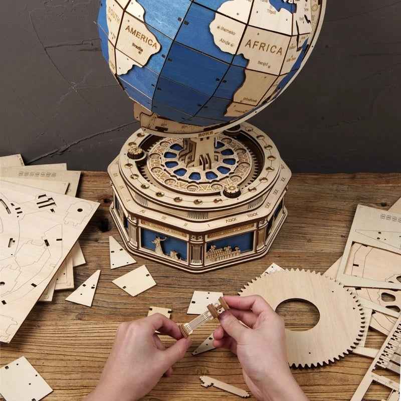 Puzzle 3D mappamondo Robotime 567 pezzi Gioco in legno da assemblare Modello planisfero Regalo di Natale per bambini e ragazzi - Nootje store
