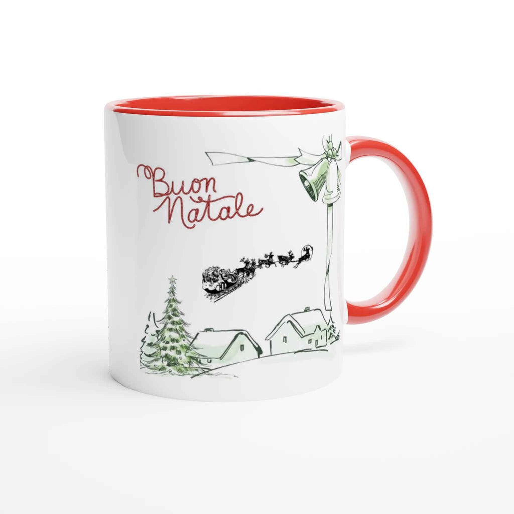 Tazza Natalizia in Ceramica con Interno Colorato da 325 ml - Regalo Perfetto per le Festività