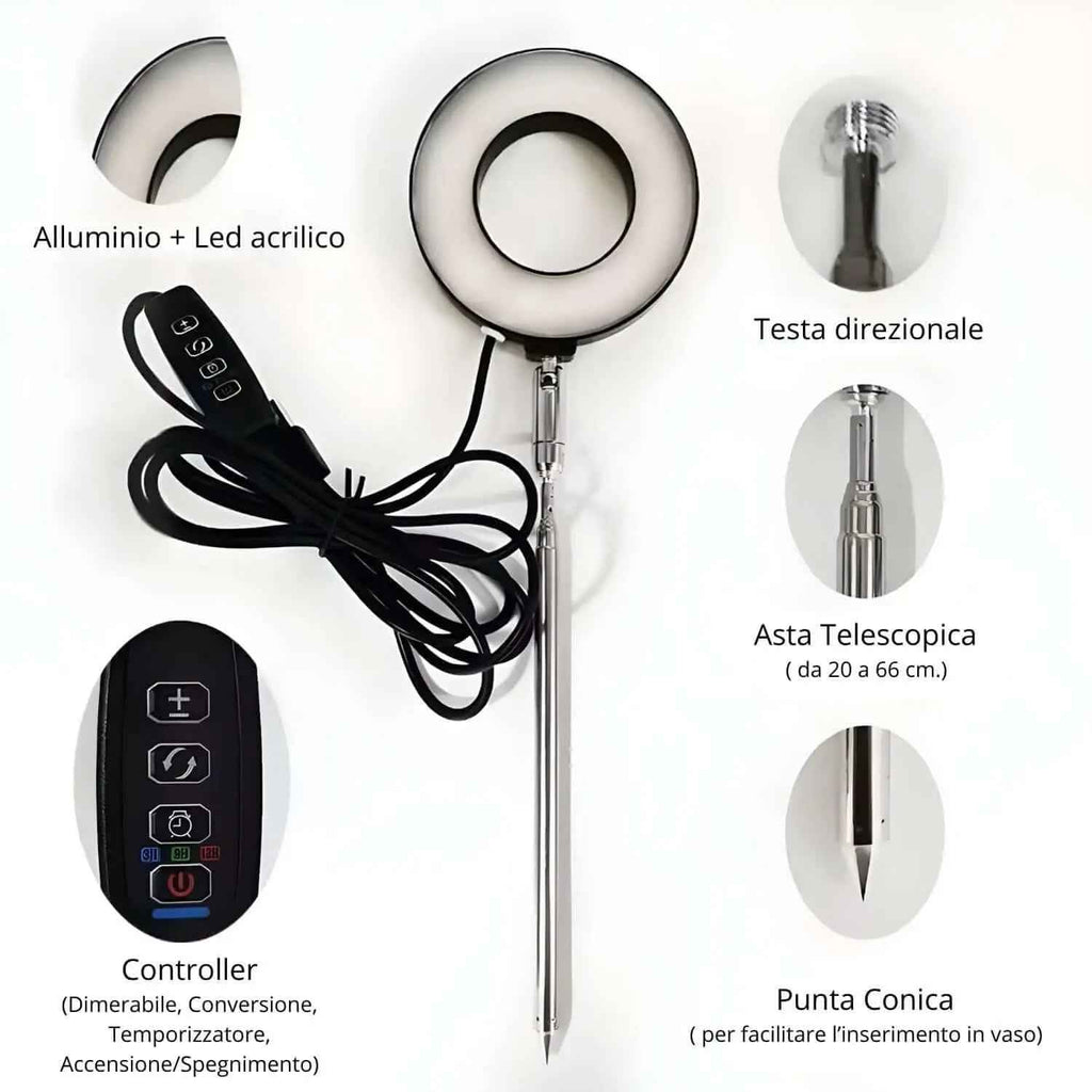 LumiFlora - Lampada LED Dimmerabile Telescopica per Terrarium, Bonsai, Piante Carnivore e da Scrivania - Nootje store